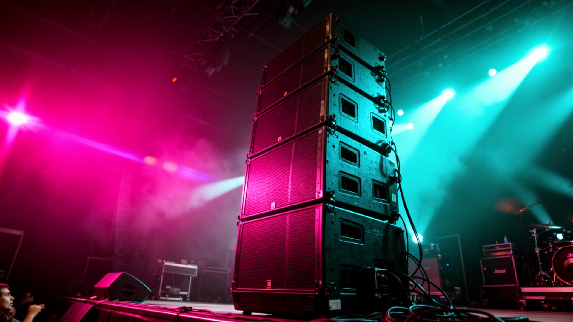 Concert speakers with stage lights
